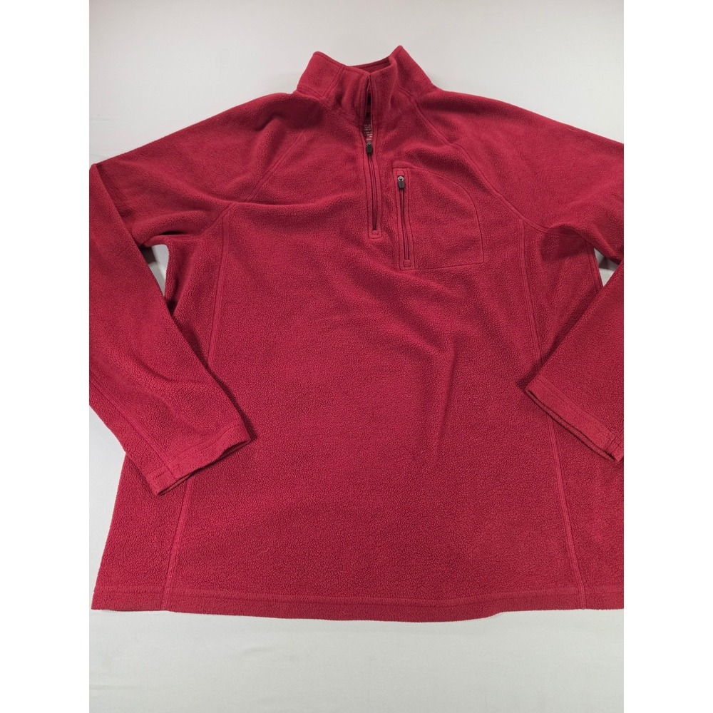 LL Bean Mens Red Quarter Zip Fleece Pullover Jacket Item 271474 Size M